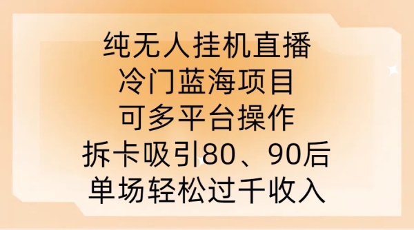 纯无人挂JI直播，冷门蓝海项目，可多平台操作，拆卡吸引80、90后，单场轻松过千收入【揭秘】 - 163资源网-163资源网