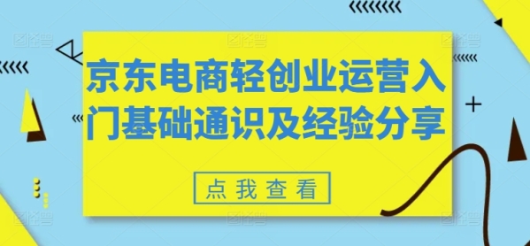 京东电商轻创业运营入门基础通识及经验分享 - 163资源网-163资源网