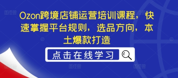 Ozon跨境店铺运营培训课程，快速掌握平台规则，选品方向，本土爆款打造 - 163资源网-163资源网