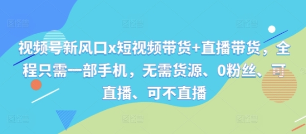 视频号新风口x短视频带货+直播带货，全程只需一部手机，无需货源、0粉丝、可直播、可不直播 - 163资源网-163资源网