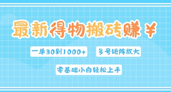 最新得物搬砖，零基础小白轻松上手，一单30—1k+，操作简单，多号矩阵快速放大变现 - 163资源网-163资源网