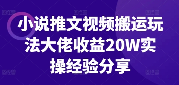 小说推文视频搬运玩法大佬收益20W实操经验分享 - 163资源网-163资源网