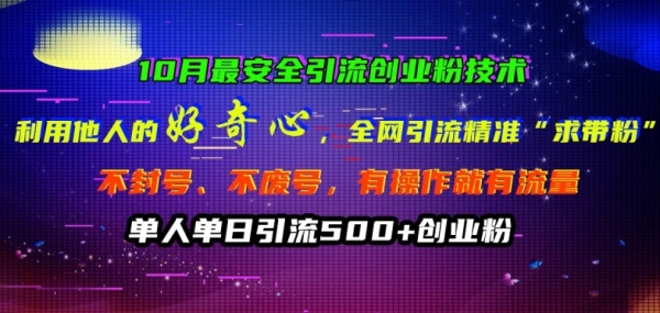 10月最安全引流创业粉技术，利用他人的好奇心全网引流精准“求带粉”不封号、不废号【揭秘】 - 163资源网-163资源网