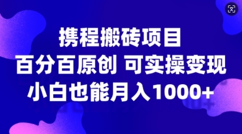 携程搬砖项目，百分百原创，可实操变现，新手小白月入1k+【揭秘】 - 163资源网-163资源网