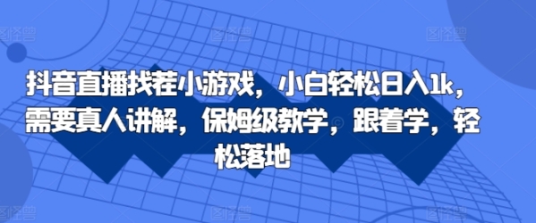 抖音直播找茬小游戏，小白轻松日入1k，需要真人讲解，保姆级教学，跟着学，轻松落地【揭秘】 - 163资源网-163资源网