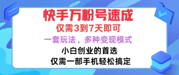 快手万粉号速成，仅需3到七天，小白创业的首选，一套玩法，多种变现模式【揭秘】 - 163资源网-163资源网