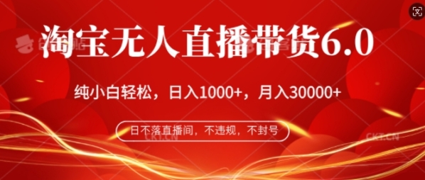 淘宝无人直播带货6.0，不违规，不封号，纯小白轻松上手，月入过万 - 163资源网-163资源网