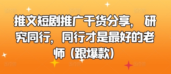 推文短剧推广干货分享， 研究同行，同行才是最好的老师 (跟爆款) - 163资源网-163资源网