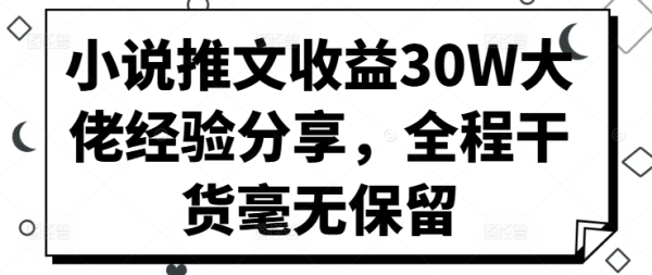 小说推文收益30W大佬经验分享，全程干货毫无保留 - 163资源网-163资源网