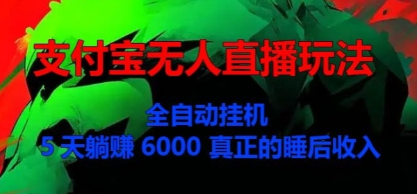 支付宝无人直播玩法，全自动挂JI，5天躺Z6000，真正的税后收入 - 163资源网-163资源网