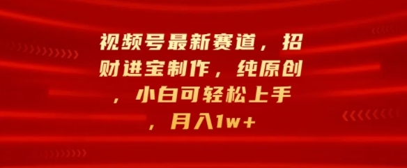 视频号最新赛道，招财进宝制作，纯原创，小白可轻松上手，月入1w+ - 163资源网-163资源网