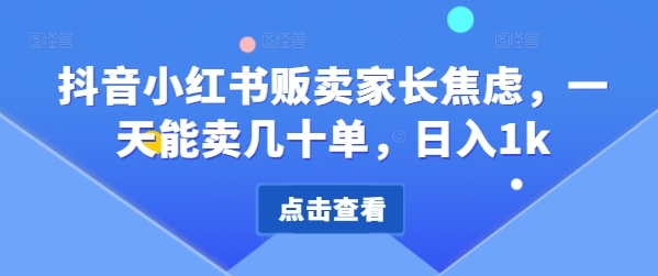 抖音小红书贩卖家长焦虑，一天能卖几十单，日入1k - 163资源网-163资源网