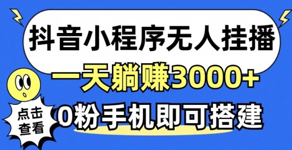 抖音小程序无人挂播，0粉手机可搭建，不违规不限流，小白一看就会 - 163资源网-163资源网