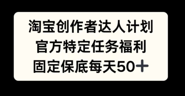 淘宝创作者达人计划，官方特定任务福利，固定保底每天50+【揭秘】 - 163资源网-163资源网