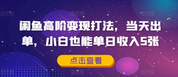 闲鱼高阶变现打法，当天出单，小白也能单日收入5张 - 163资源网-163资源网