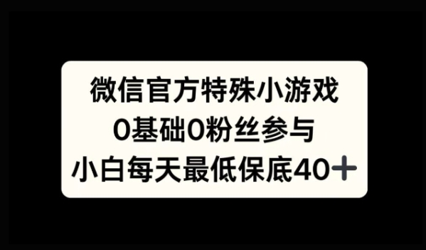 微信官方特定小游戏，0基础0粉丝，小白上手每天最少保底40+ - 163资源网-163资源网