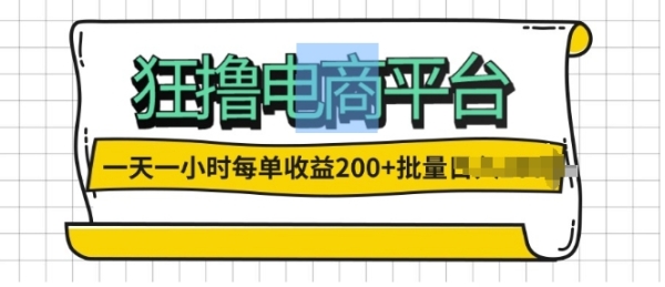 一天一小时，狂撸电商平台,每单收益2张， 可以批量操作 - 163资源网-163资源网