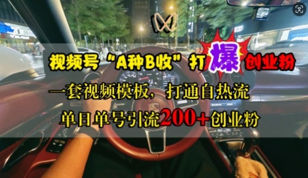 视频号“A种B收”打爆创业粉，一套视频模板打通自热流，单日单号引流200+创业粉 - 163资源网-163资源网