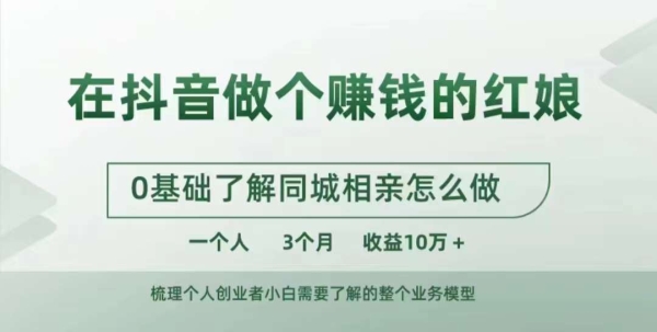 在抖音做个赚钱的红娘，0基础了解同城相亲，怎么做一个人3个月收益10W+ - 163资源网-163资源网