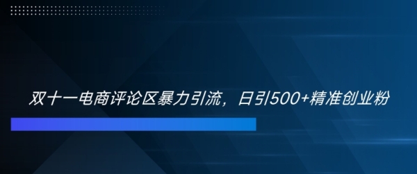 双十一电商评论区暴力引流，日引500+精准创业粉【揭秘】 - 163资源网-163资源网