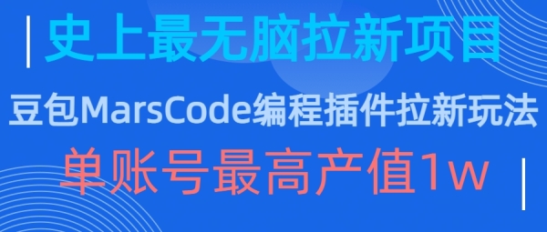 豆包MarsCode编程插件拉新玩法，史上最无脑的拉新项目，单账号最高产值1w - 163资源网-163资源网