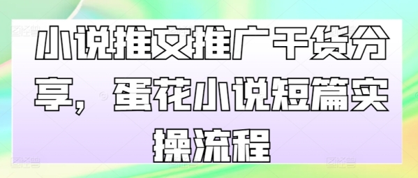 小说推文推广干货分享，蛋花小说短篇实操流程 - 163资源网-163资源网