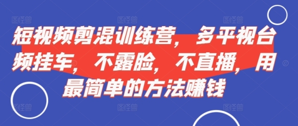 短视频‮剪混‬训练营，多平‮视台‬频挂车，不露脸，不直播，用最简单的方法赚钱 - 163资源网-163资源网