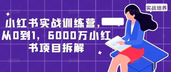 小红书实战训练营，从0到1，6000万小红书项目拆解 - 163资源网-163资源网