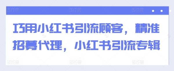 巧用小红书引流顾客，精准招募代理，小红书引流专辑 - 163资源网-163资源网