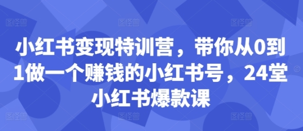 小红书变现特训营，带你从0到1做一个赚钱的小红书号，24堂小红书爆款课 - 163资源网-163资源网