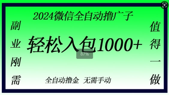 2024微信撸金，副业刚需，日入1k，无需手动操作 - 163资源网-163资源网