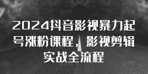 2024抖音影视暴力起号涨粉课程，影视剪辑搬运实战全流程 - 163资源网-163资源网