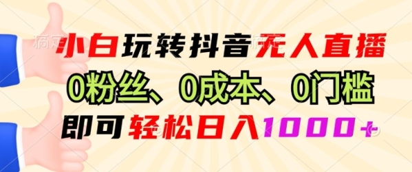 小白玩转抖音无人直播0粉丝、0成本、0门槛，即可轻松日入1k - 163资源网-163资源网