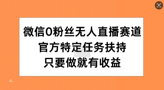 微信0粉丝无人直播赛道，官方特定任务扶持，只要做就有收益 - 163资源网-163资源网