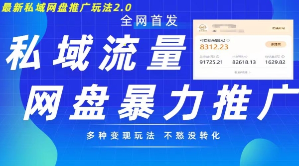 最新暴力私域网盘拉新玩法2.0，多种变现模式，并打造私域回流，轻松日入500+【揭秘】 - 163资源网-163资源网