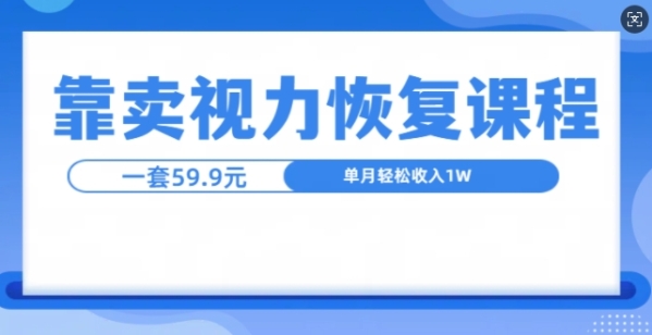 靠卖视力恢复教程一单59.9，单月变现1W，小白可复制 - 163资源网-163资源网