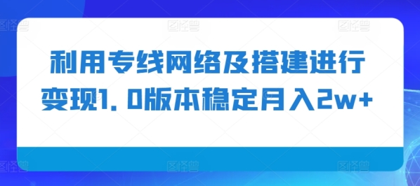 利用专线网络及搭建进行变现1.0版本稳定月入2w+【揭秘】 - 163资源网-163资源网