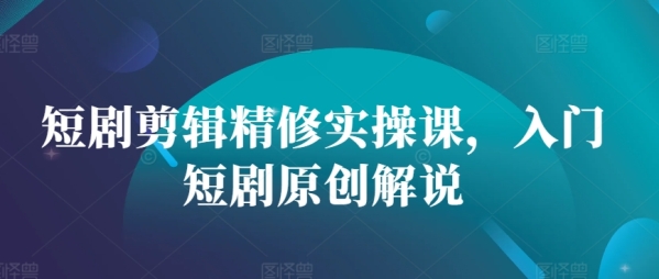 短剧剪辑精修实操课，入门短剧原创解说 - 163资源网-163资源网