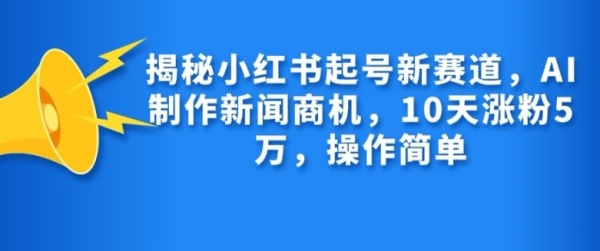 揭秘小红书起号新赛道，AI制作新闻商机，10天涨粉1万，操作简单 - 163资源网-163资源网