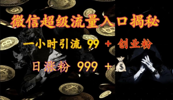 微信超级流量入口揭秘：一小时引流 99 + 创业粉，日涨粉 999 + - 163资源网-163资源网