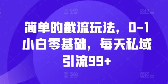 简单的截流玩法，0-1小白零基础，每天私域引流99+【揭秘】 - 163资源网-163资源网