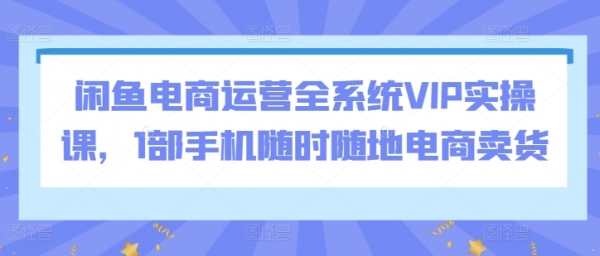 闲鱼电商运营全系统VIP实操课，1部手机随时随地电商卖货 - 163资源网-163资源网