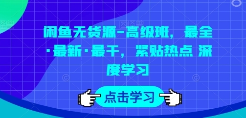 闲鱼无货源-高级班，最全·最新·最干，紧贴热点 深度学习 - 163资源网-163资源网