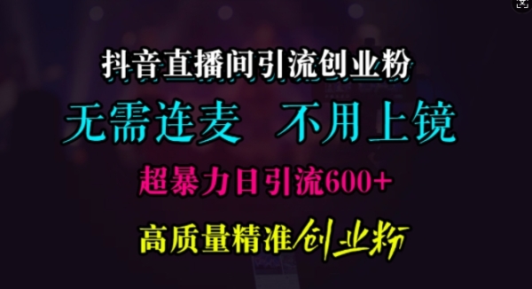 抖音直播间引流创业粉，无需连麦、无需上镜，超暴力日引流600+高质量精准创业粉【揭秘】 - 163资源网-163资源网