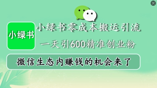 小绿书零成本搬运引流，一天引600精准创业粉，微信生态内赚钱的机会来了 - 163资源网-163资源网