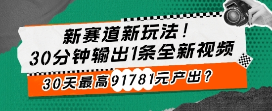 新赛道新玩法!30分钟输出1条全新视频，30天最高91781元产出? - 163资源网-163资源网