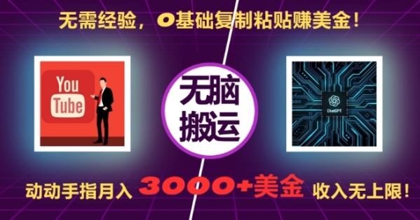 无需经验，0基础复制粘贴赚美刀，动动手指，月入3000+刀，无上限【揭秘】 - 163资源网-163资源网