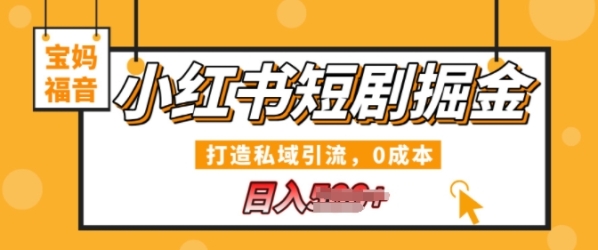 小红书短剧掘金，打造私域引流，0成本，宝妈福音日入几张 - 163资源网-163资源网