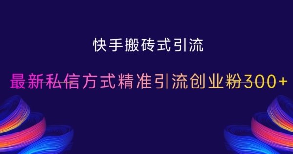 快手搬砖式引流，最新私信方式精准引流创业粉300+ - 163资源网-163资源网