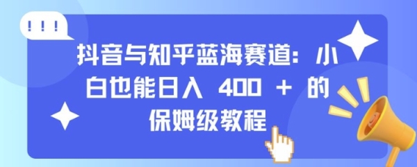 抖音与知乎蓝海赛道：小白也能日入 4张 的保姆级教程 - 163资源网-163资源网